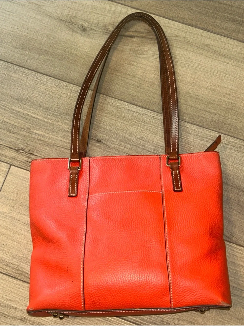 Dooney & Bourke Lexington Pebble Leather Shoulder Bag Purse Orange Small Vintage